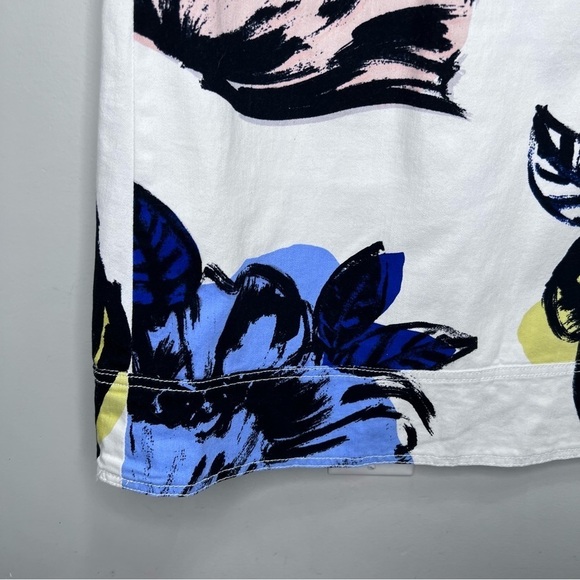 Anthropologie Maeve - White Denim Floral Belt Skirt Size 4 - Picture 4 of 15